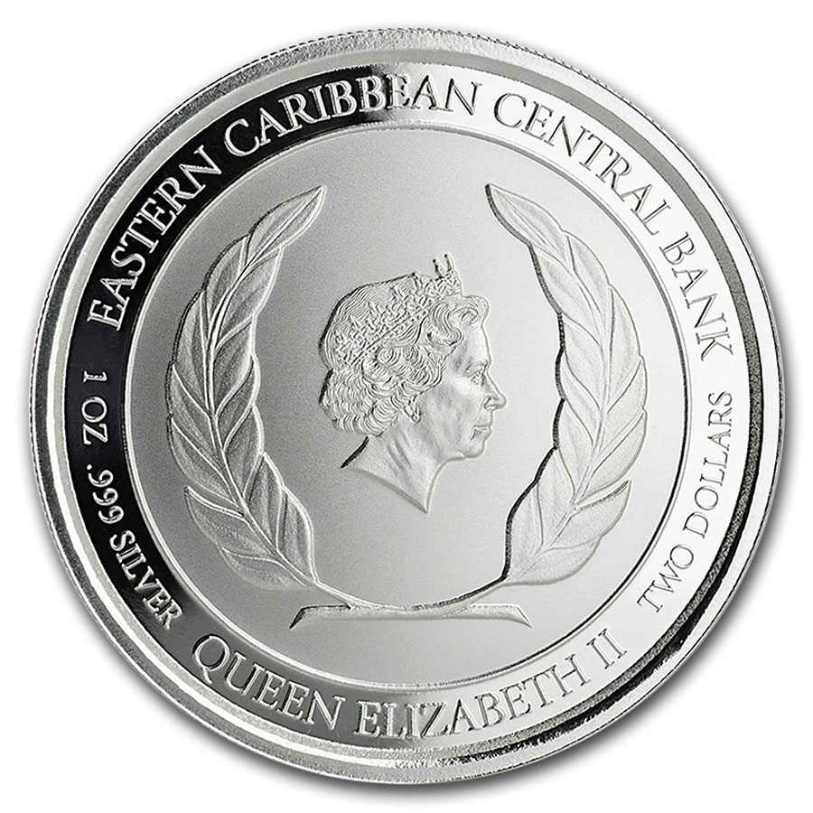 2019 St. Lucia 1 oz Silver Pink Flamingo BU