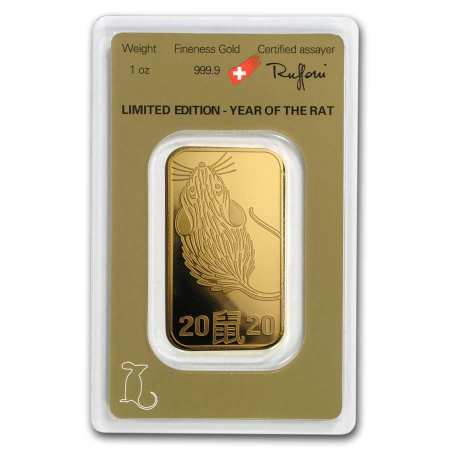 2020 1 oz Gold Bar - Argor-Heraeus Year of the Rat (In Assay)