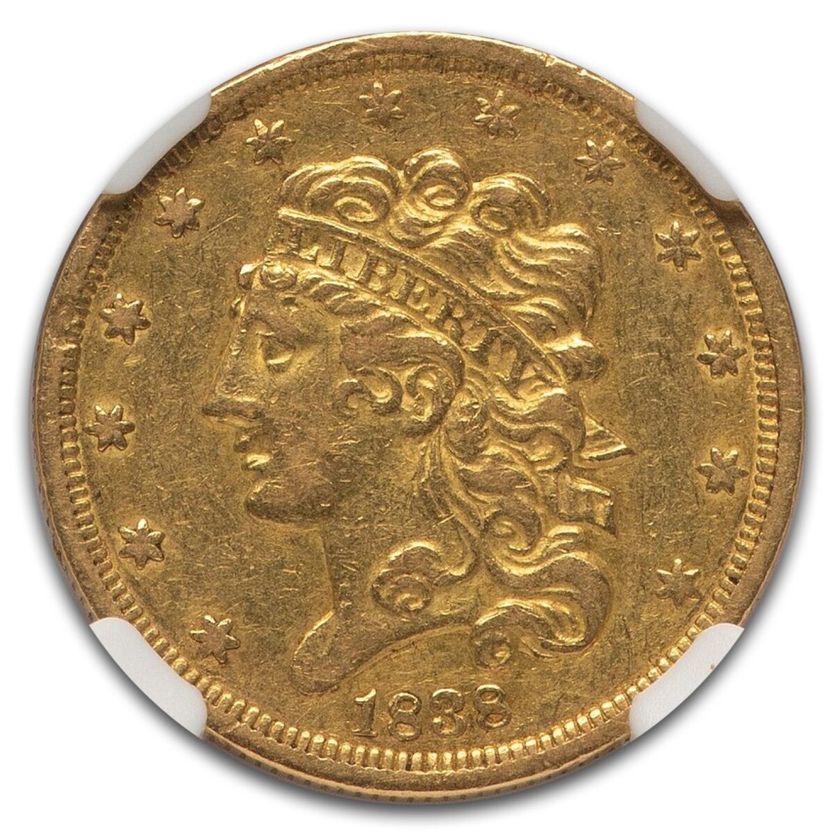 1838 $5 Gold Classic Head Half Eagle AU-50 NGC