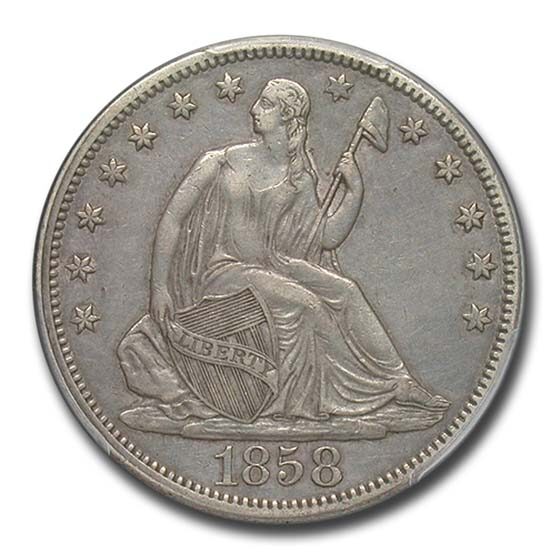 1858 Liberty Seated Half Dollar XF-45 PCGS