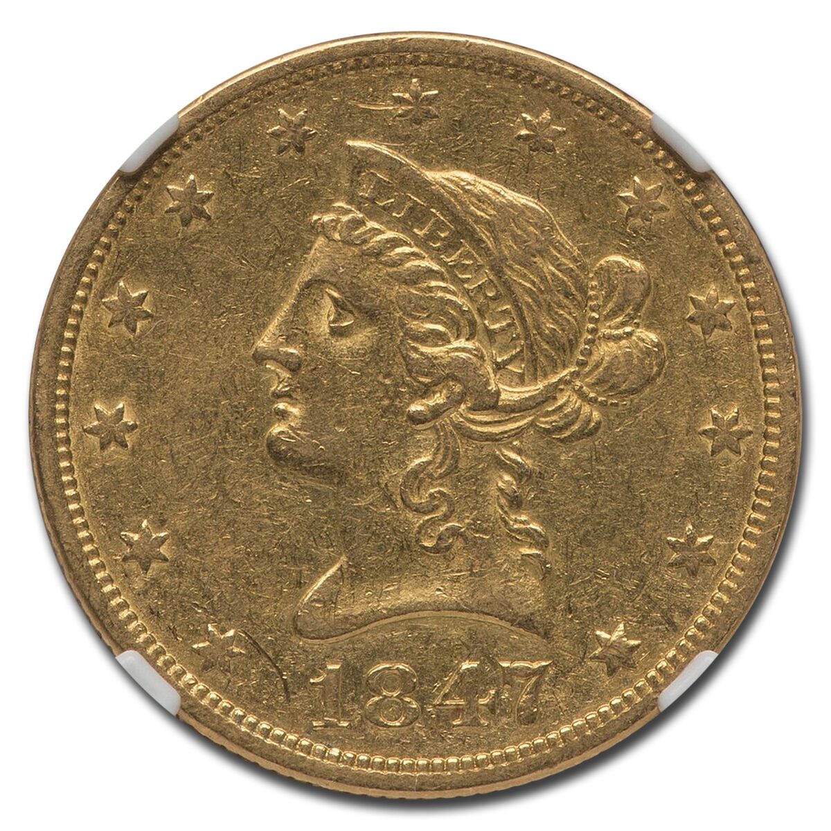 1847-O $10 Liberty Gold Eagle AU-53 NGC