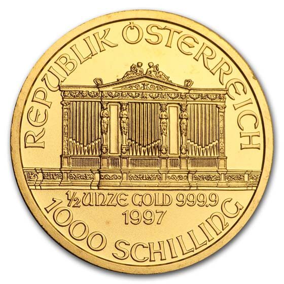 1997 Austria 1/2 oz Gold Philharmonic BU