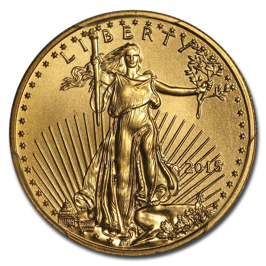 2015 1/10 oz American Gold Eagle MS-70 PCGS (Narrow Reeds)