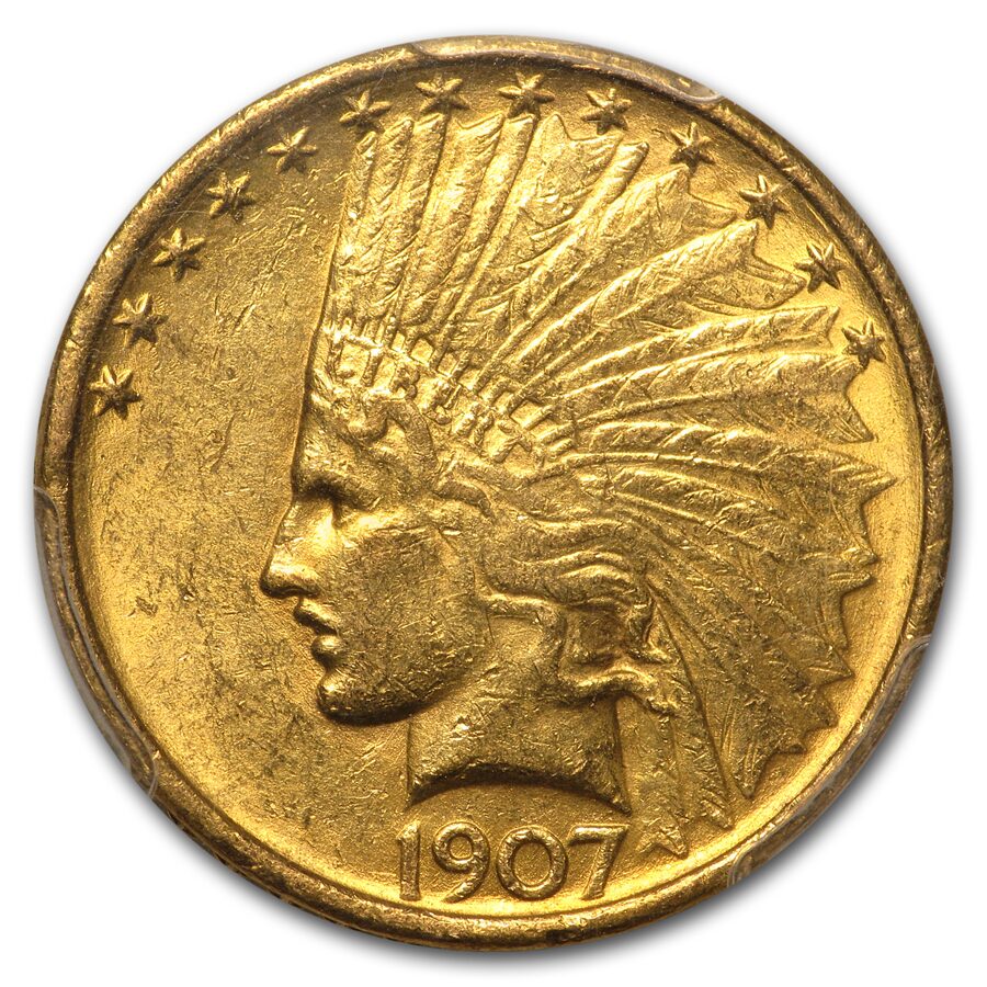 1907 $10 Indian Gold Eagle MS-61 PCGS (St. Gaudens label)