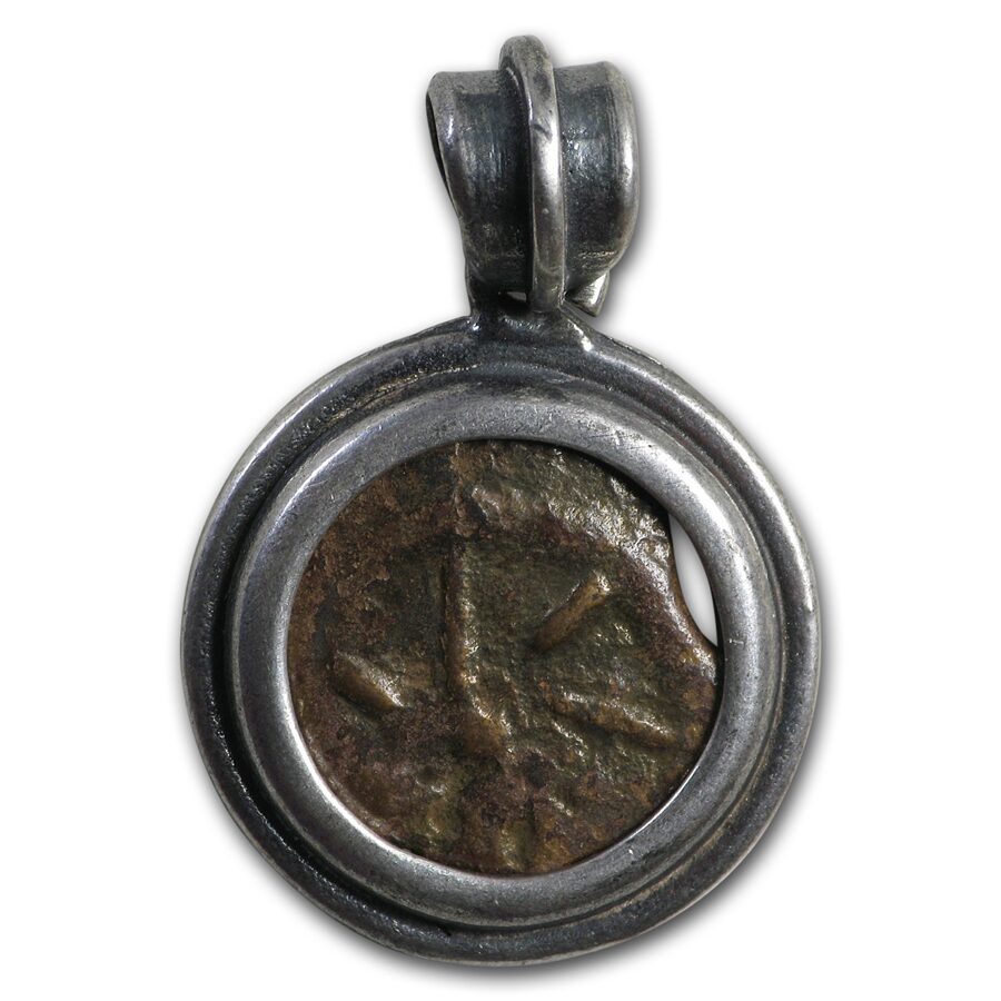 Ancient Judaea Widows Mite Alex. Jannaeus (103-76 BC) Bezel Mount