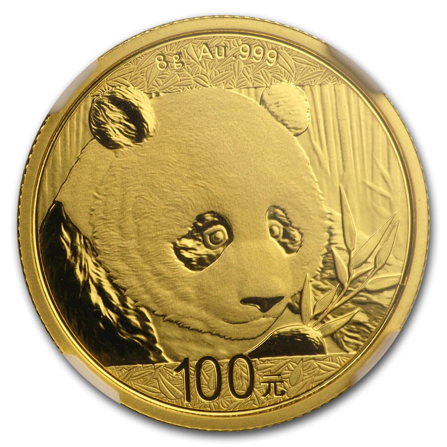 2018 China 8 Gram Gold Panda MS-70 NGC