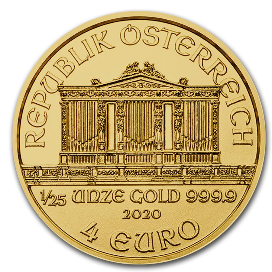 2020 Austria 1/25 oz Gold Philharmonic BU