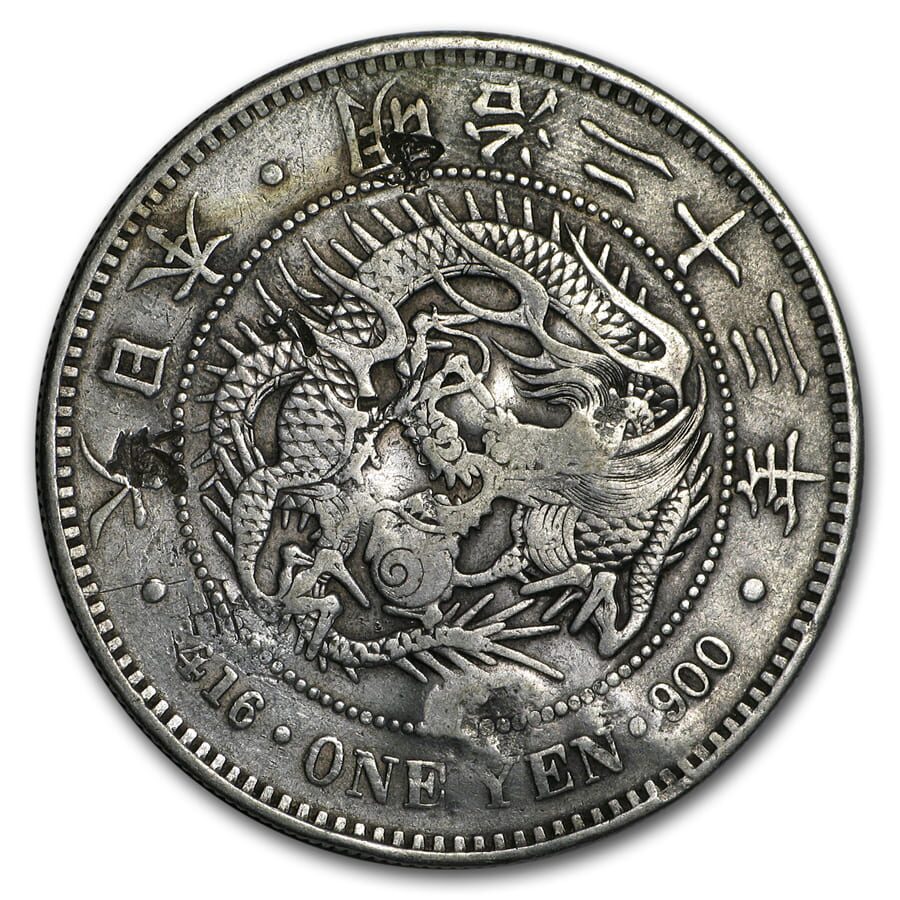 (1886-1912) Japan Silver Yen Mutsuhito Era (Chopmarked)