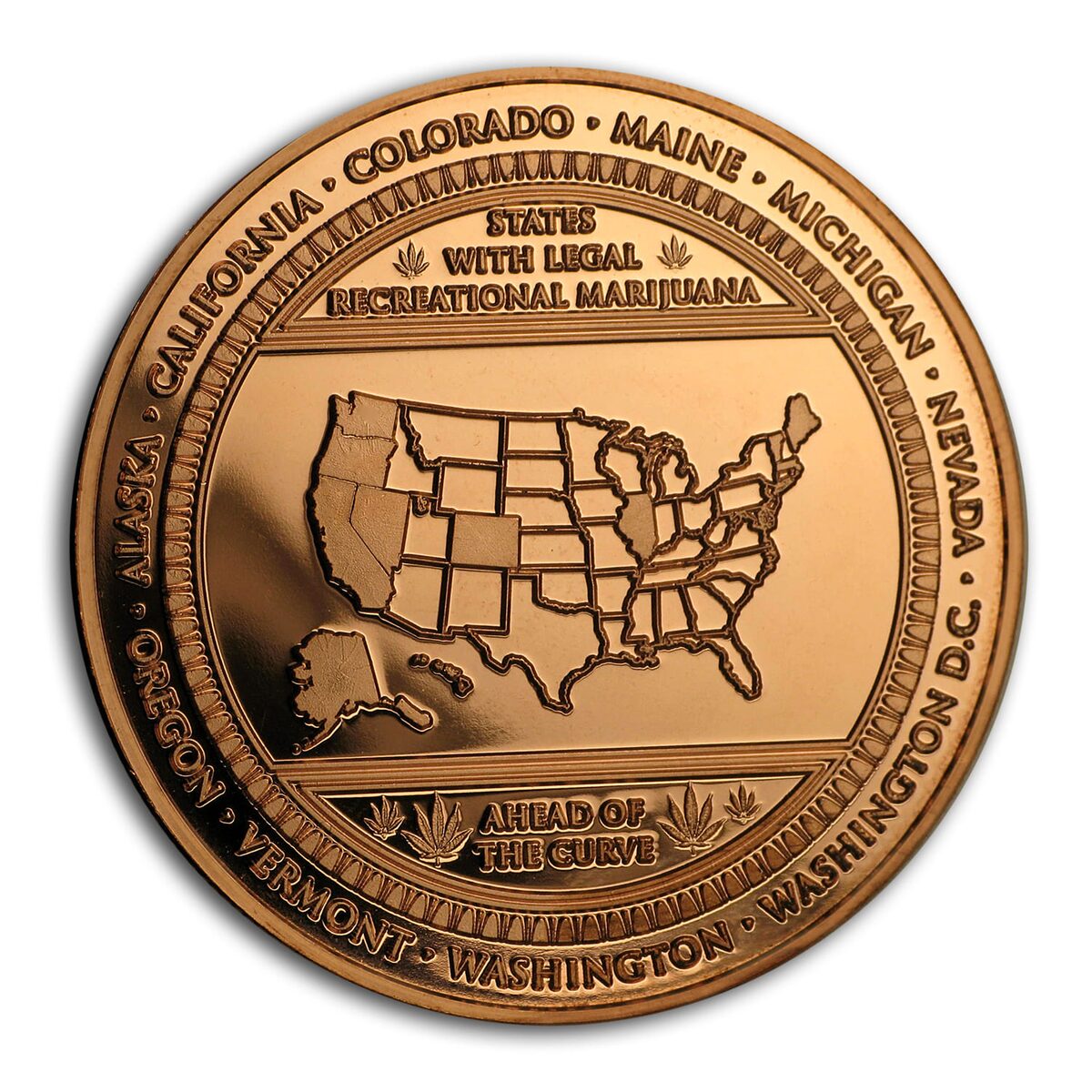 1 oz Copper Round - Cannabis (Ahead of the Curve)
