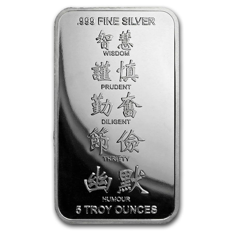 5 oz Silver Bar - APMEX (2020 Year of the Rat)