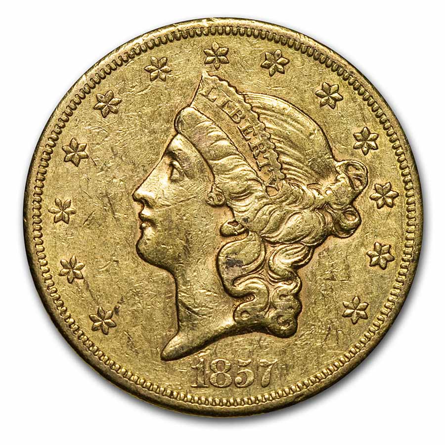 1857-S $20 Liberty Gold Double Eagle AU