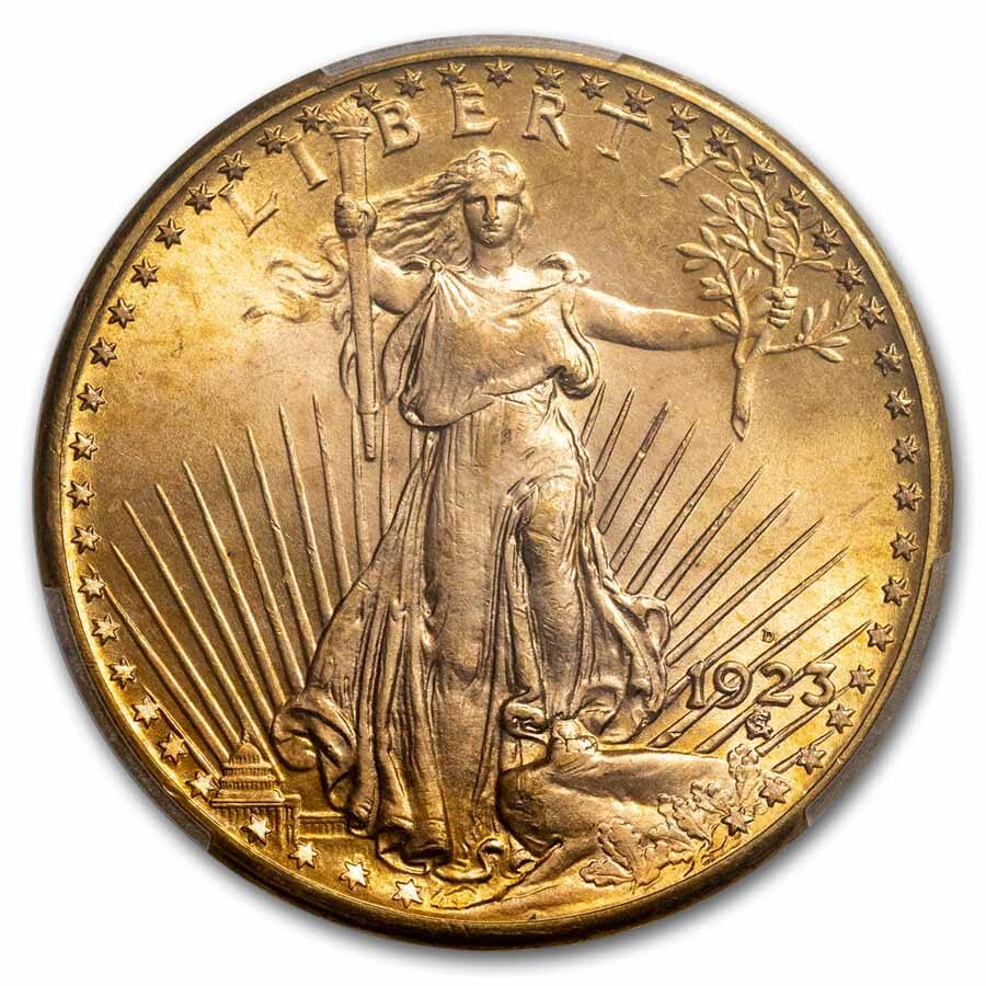 1923-D $20 St Gaudens Gold Double Eagle MS-65 PCGS