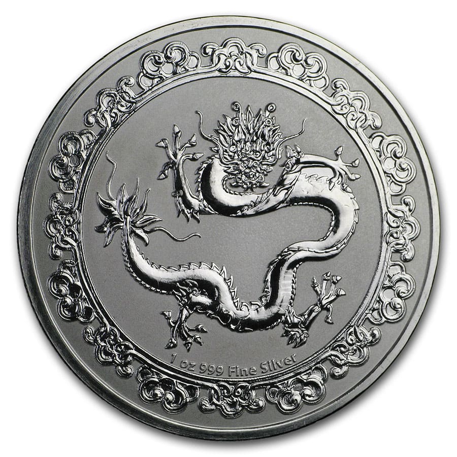2019 Niue 1 oz Ag $2 Celestial Animals The Dragon BU (Abrasions)