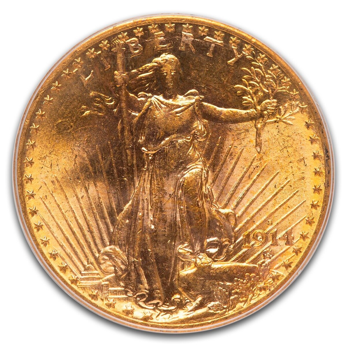 1914-S $20 St Gaudens Gold Double Eagle MS-63 PCGS CAC