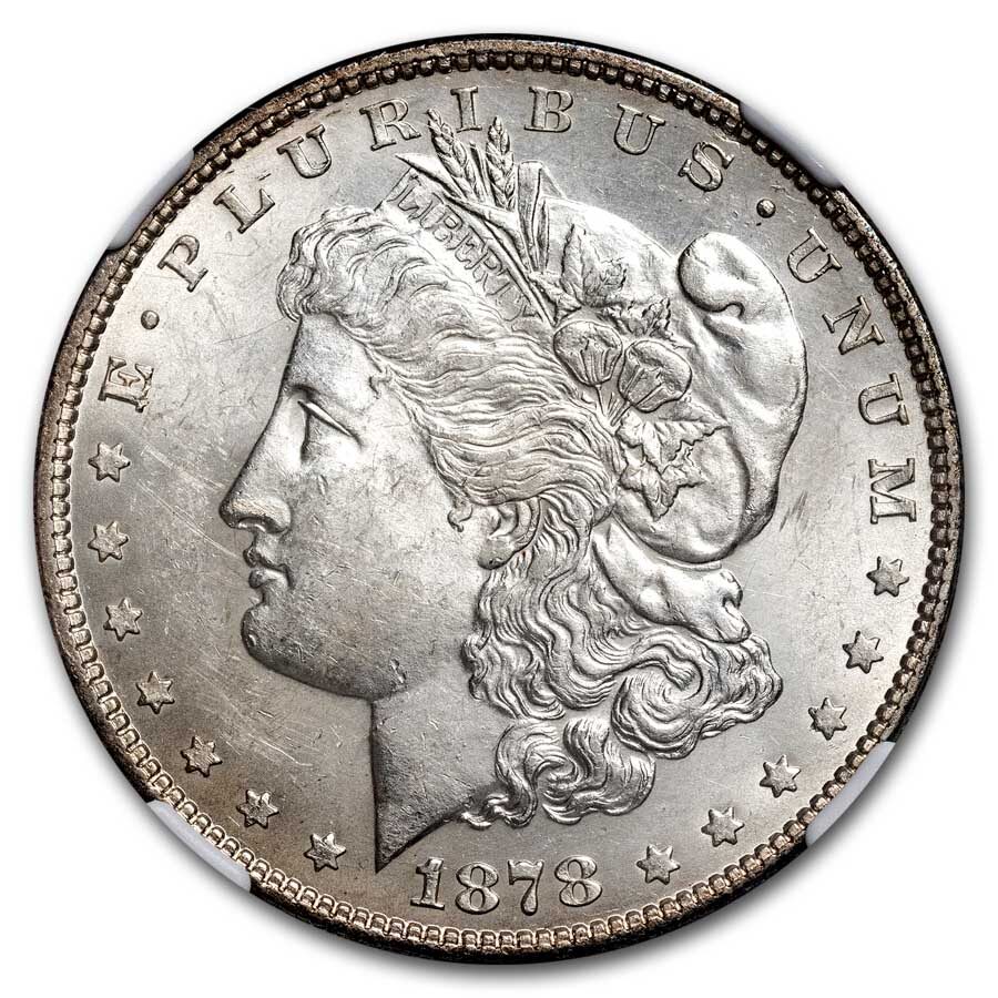 1878 Morgan Dollar 7 TF Rev of 78 MS-61 NGC