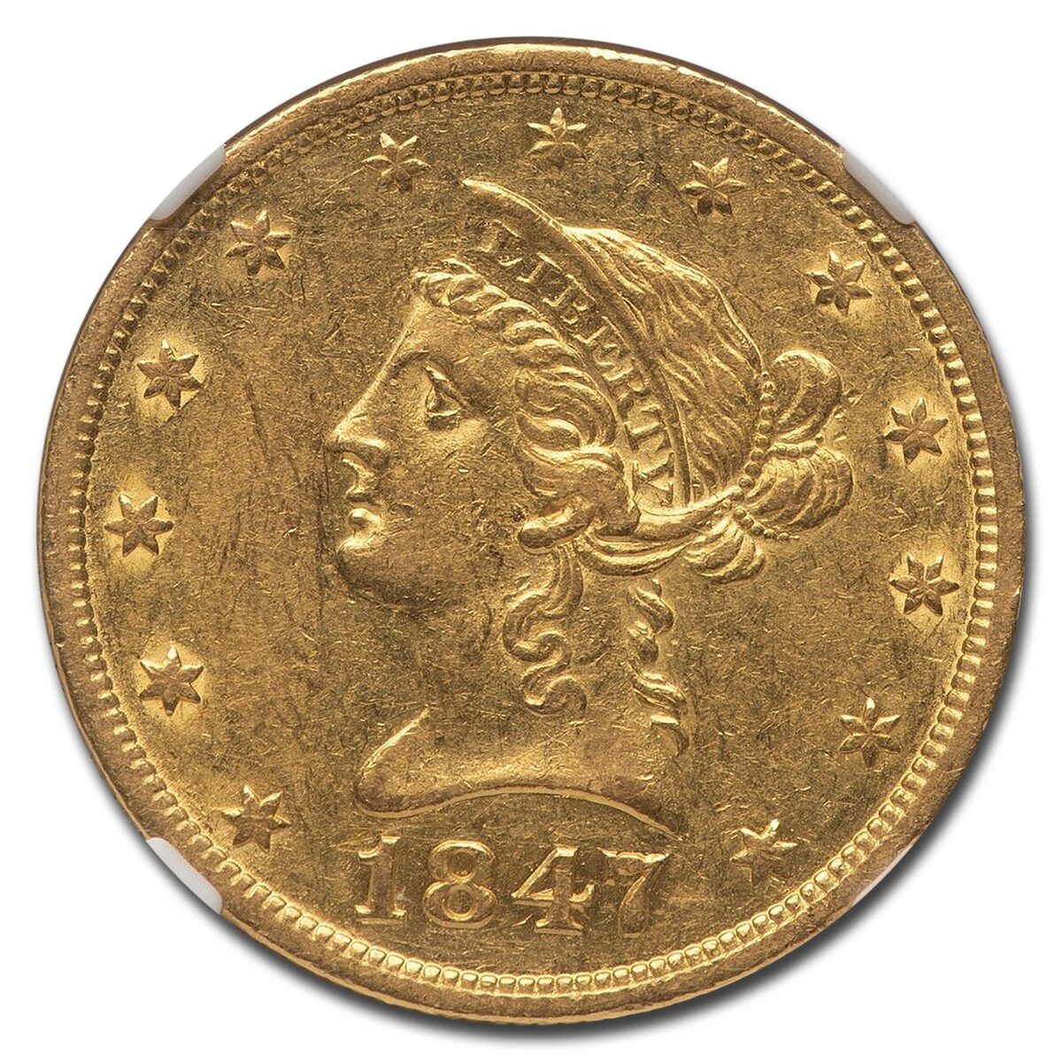 1847-O $10 Liberty Gold Eagle AU-58 NGC