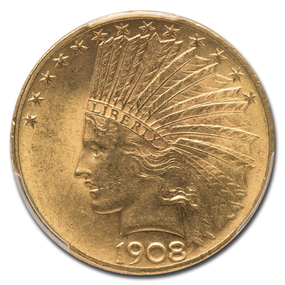 1908 $10 Indian Gold Eagle w/Motto MS-62 PCGS