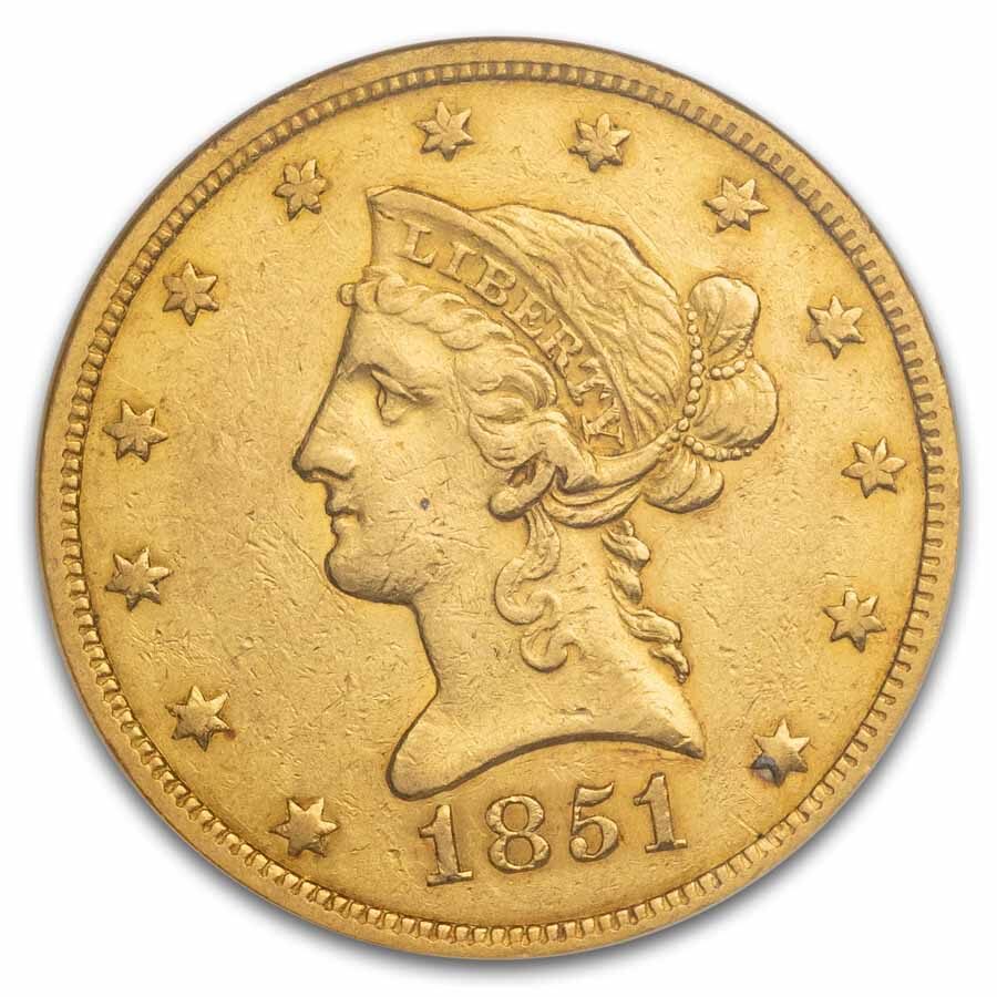 1851 $10 Liberty Gold Eagle AU-53 NGC