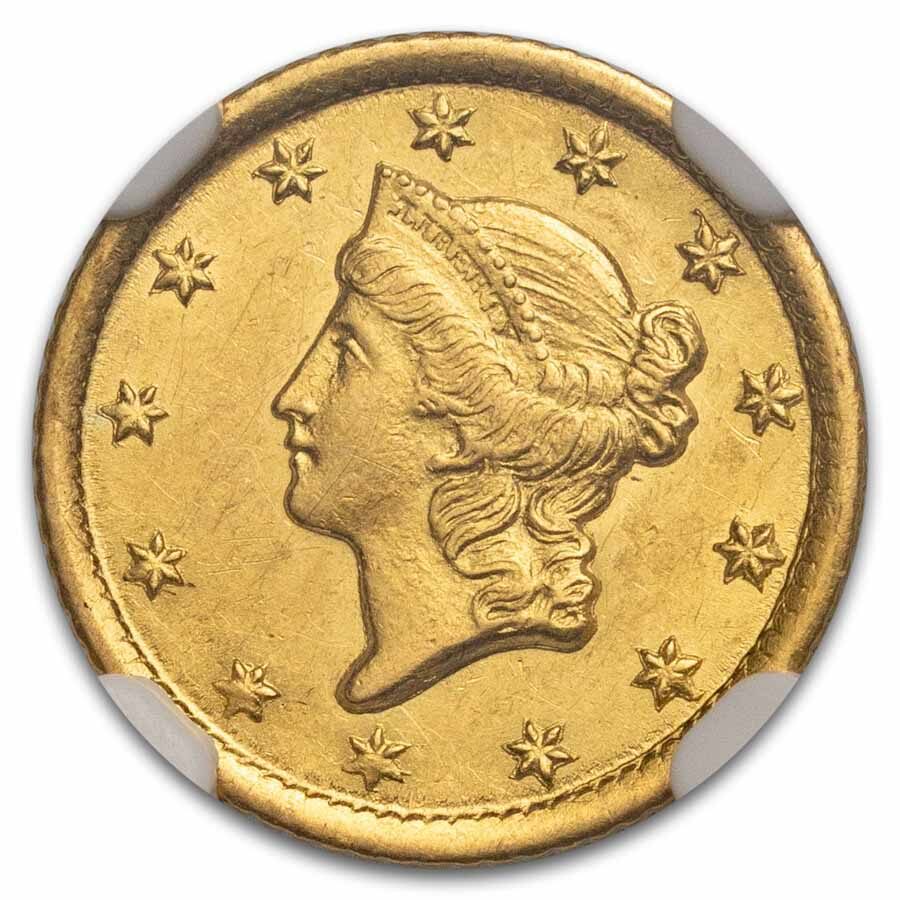 1853-O $1 Liberty Head Gold AU-58 NGC
