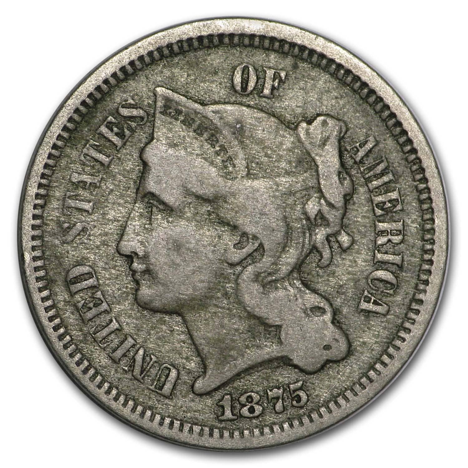 1875 3 Cent Nickel Fine