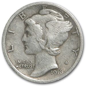 1916 Mercury Dime VF