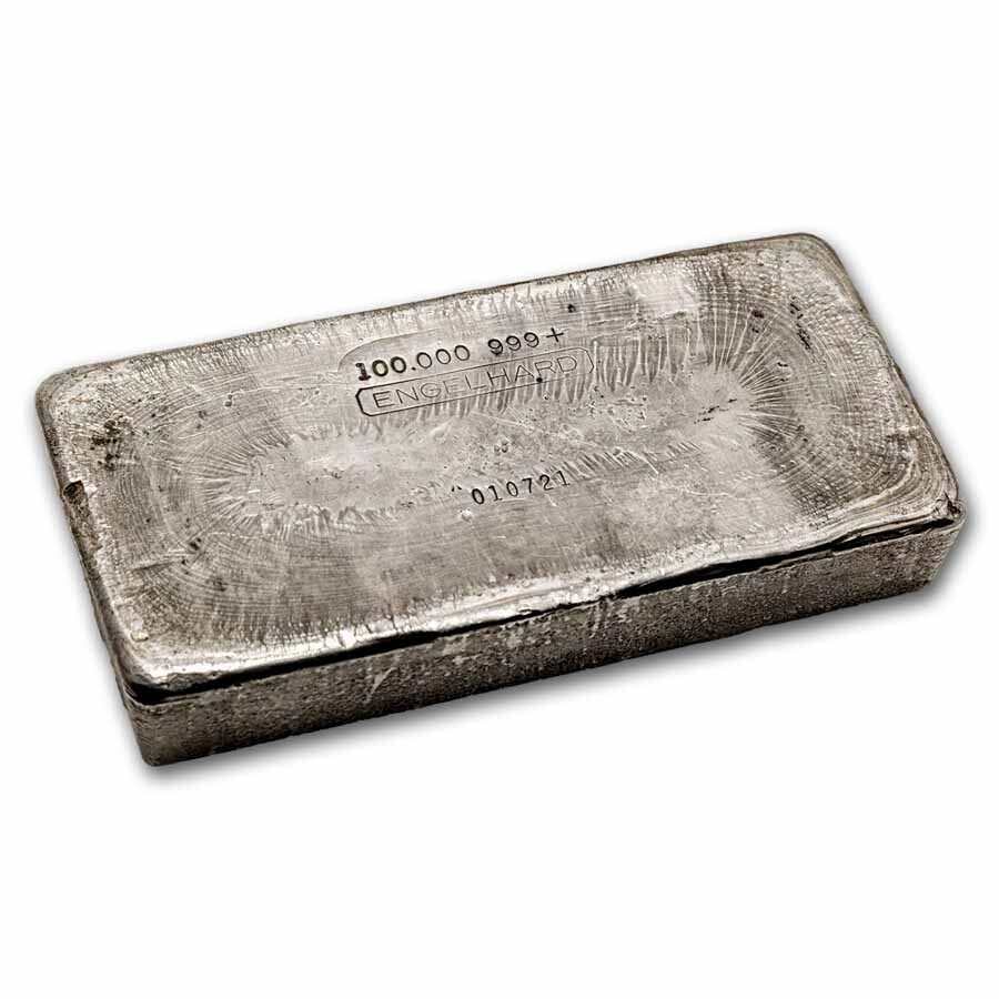 100 oz Silver Bar - Engelhard (1st Series, 6-Digit, 'X' Prefix)