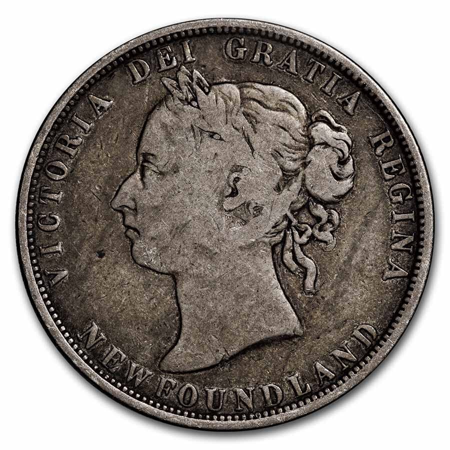 1882-H Newfoundland Silver 50 Cents Victoria Fine