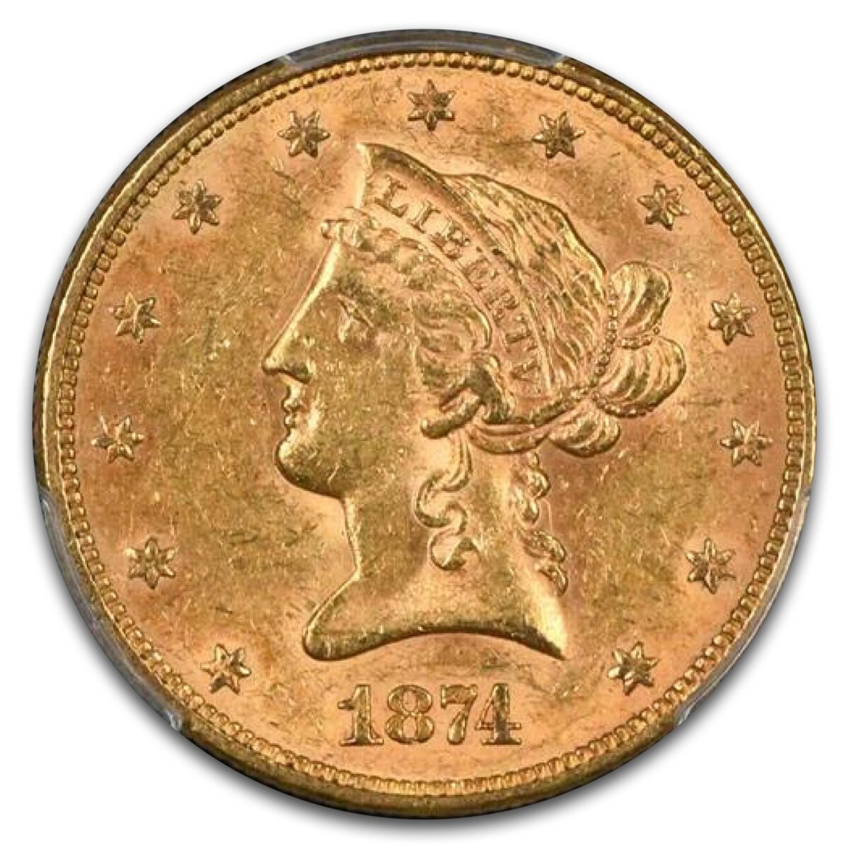 1874 $10 Liberty Gold Eagle MS-62 PCGS