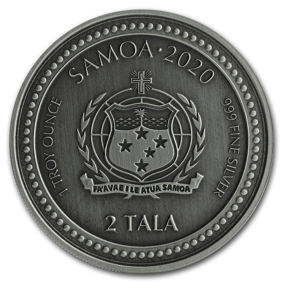 2020 Samoa 1 oz Antique Silver Serpent of Milan BU