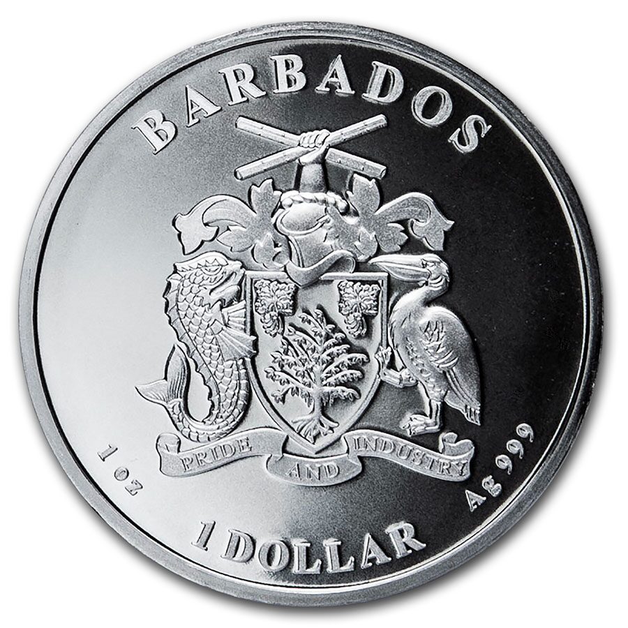 2020 Barbados 1 oz Silver Caribbean Seahorse BU