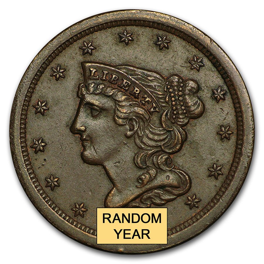 1849-1857 Braided Hair Half Cent AU