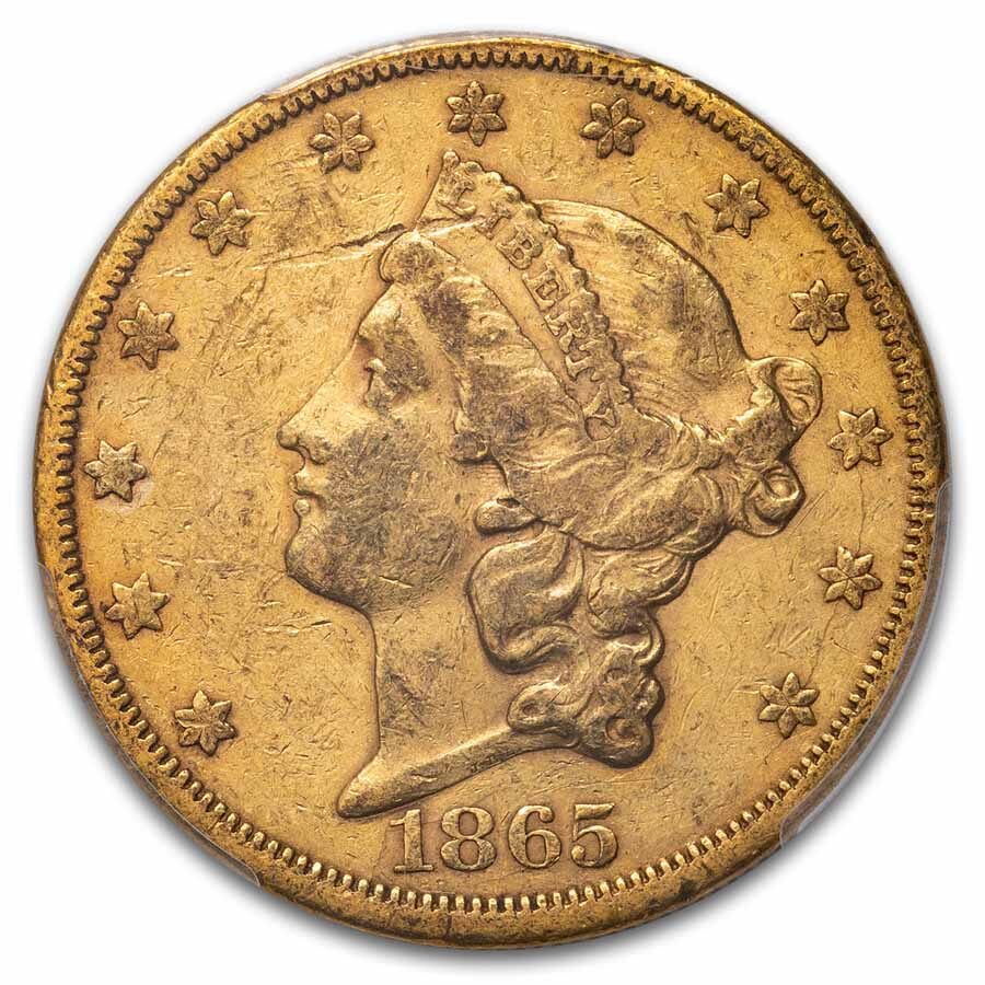 1865-S $20 Liberty Gold Double Eagle XF-40 PCGS
