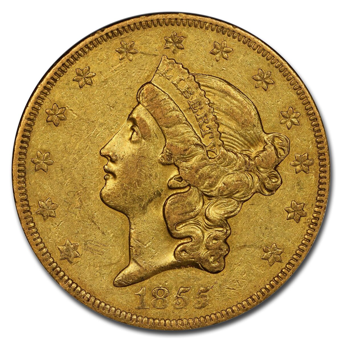 1855-O $20 Liberty Gold Double Eagle AU-53 PCGS