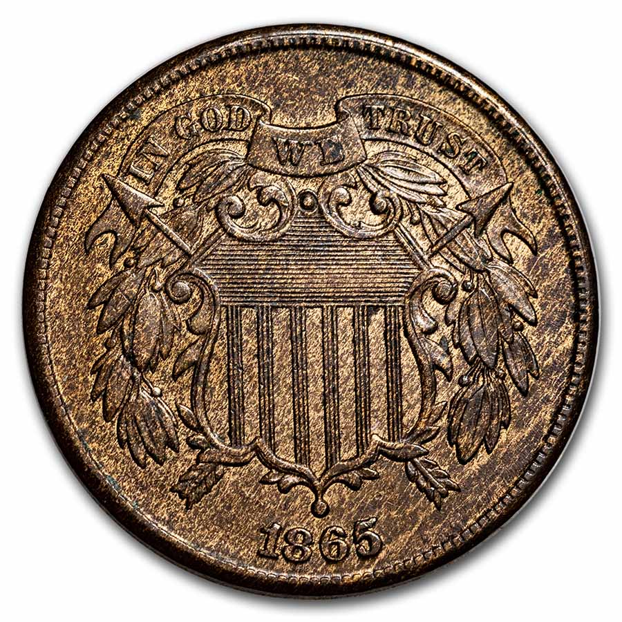 1865 Two Cent Piece BU (Brown)