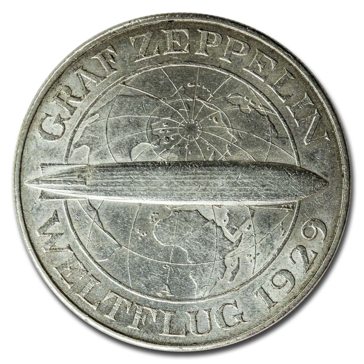1930 Germany Silver 5 Reichsmarks Graf Zeppelin BU