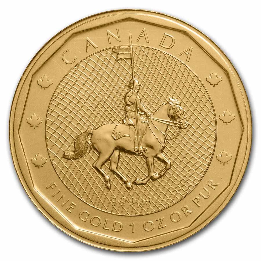 2011 Canada 1 oz Gold Mountie Maple Leaf .99999 BU (w/Assay Card)