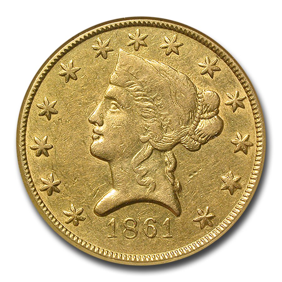 1861 $10 Clark Gruber Colorado Gold Rush AU-55 NGC