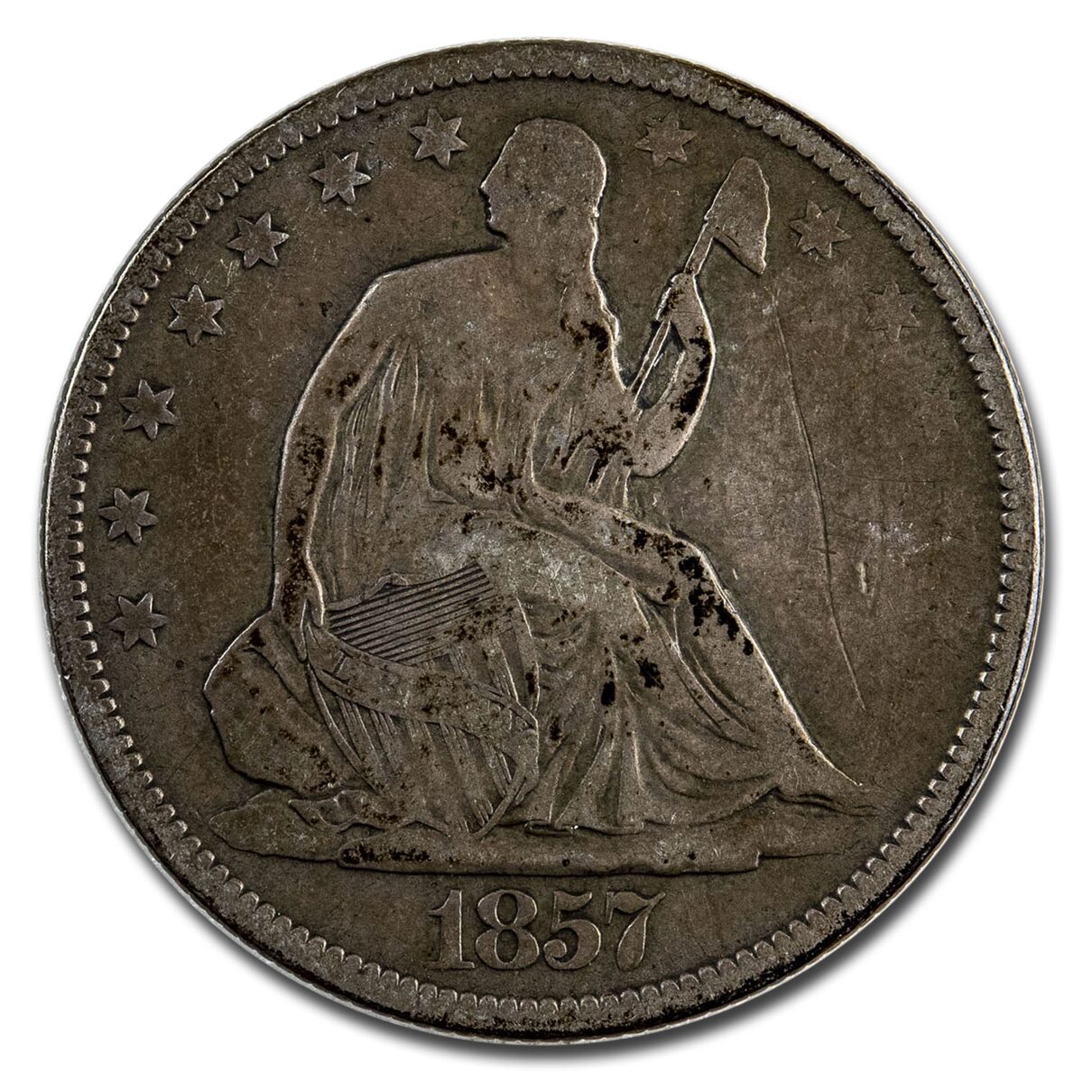 1857 Liberty Seated Half Dollar Fine