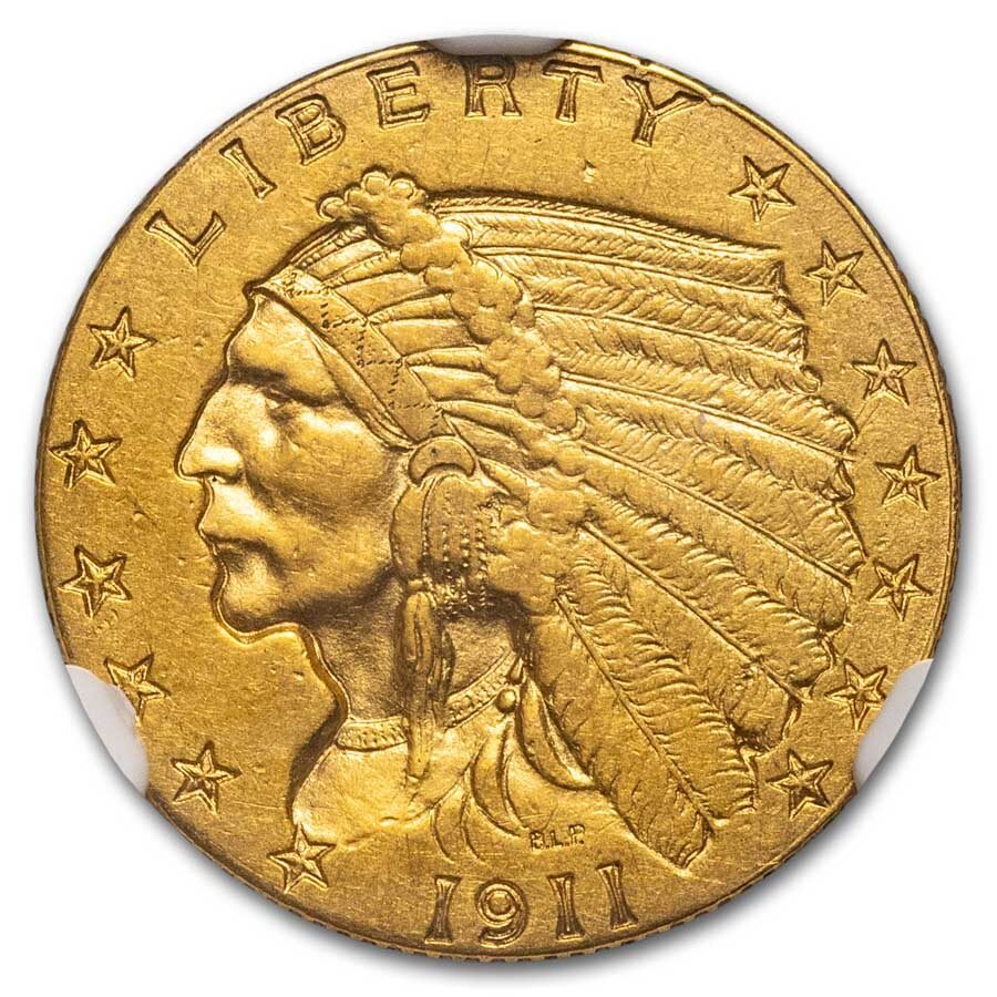 1911-D $2.50 Indian Gold Quarter Eagle AU-58 NGC (Weak D)