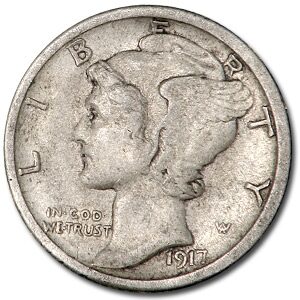 1917-S Mercury Dime XF
