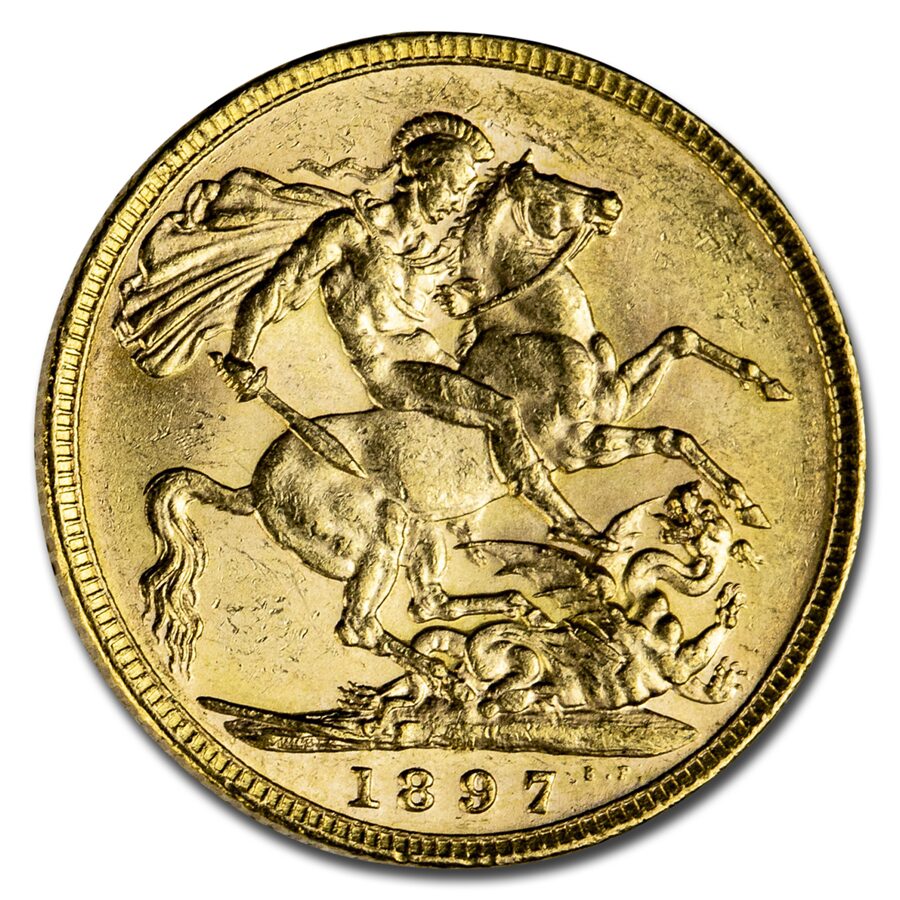 1897-M Australia Gold Sovereign Victoria Veiled Head BU