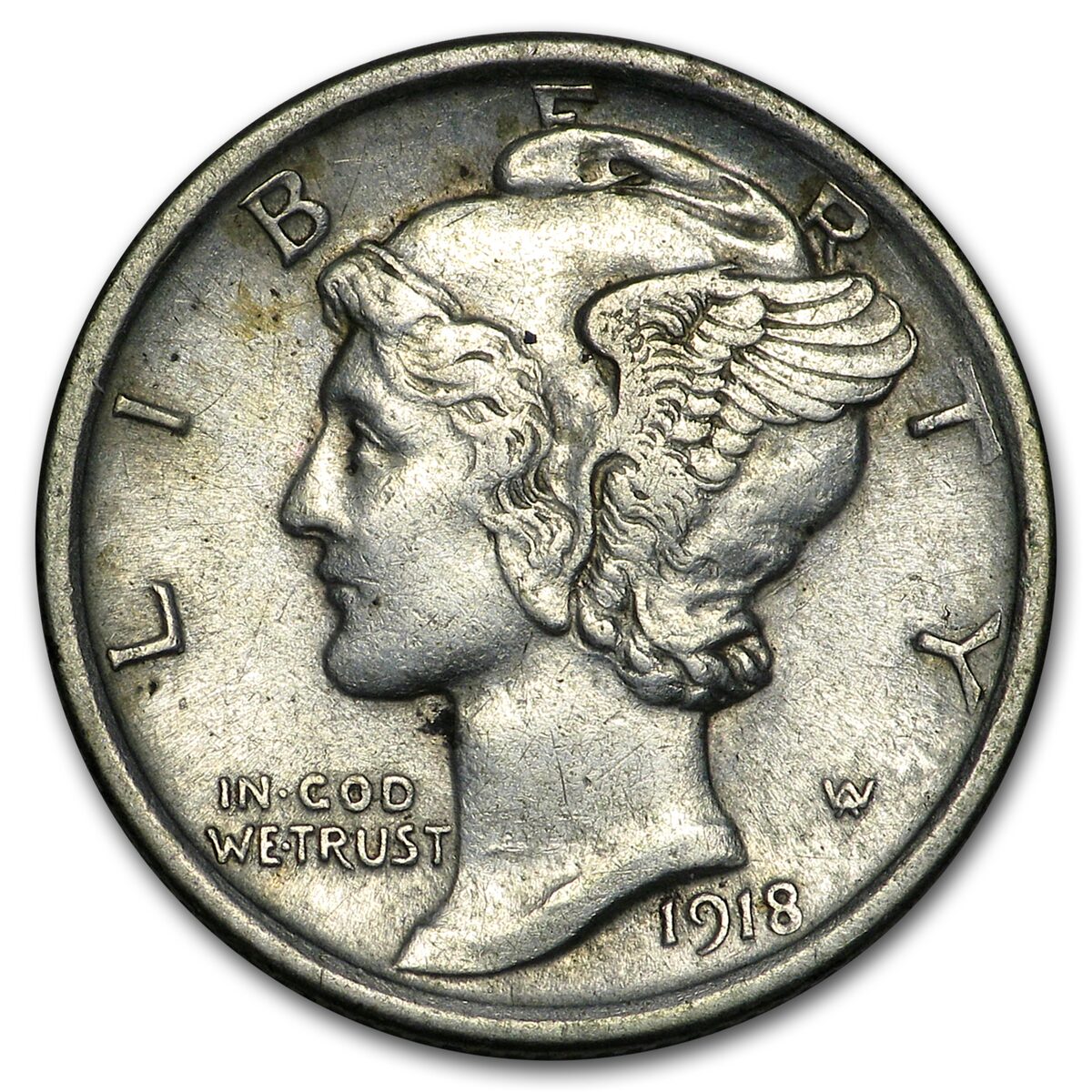 1918 Mercury Dime XF