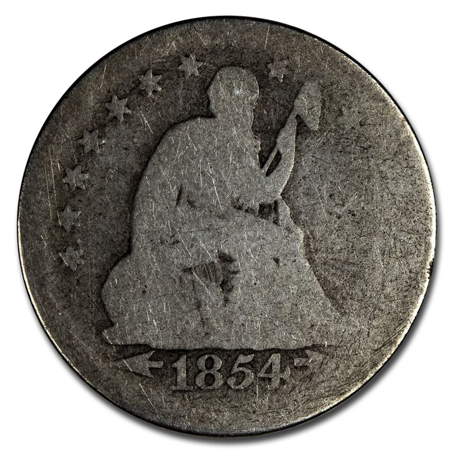 1854 Liberty Seated Quarter AG w/Arrows