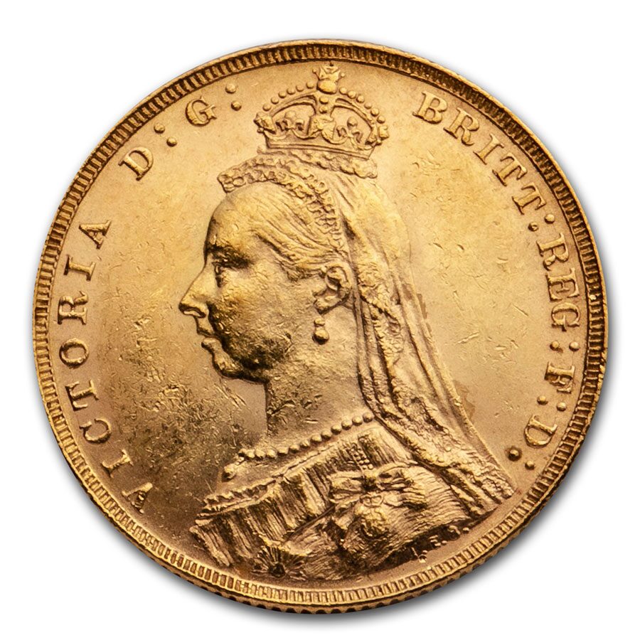 1888 Great Britain Gold Sovereign Victoria Veil Head BU