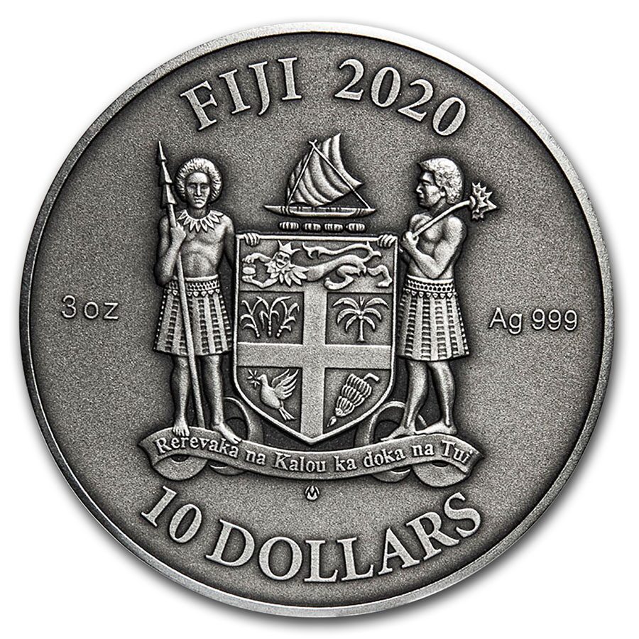2020 Fiji 3 oz UHR Antique Finish Silver Mandala Art (Persian)
