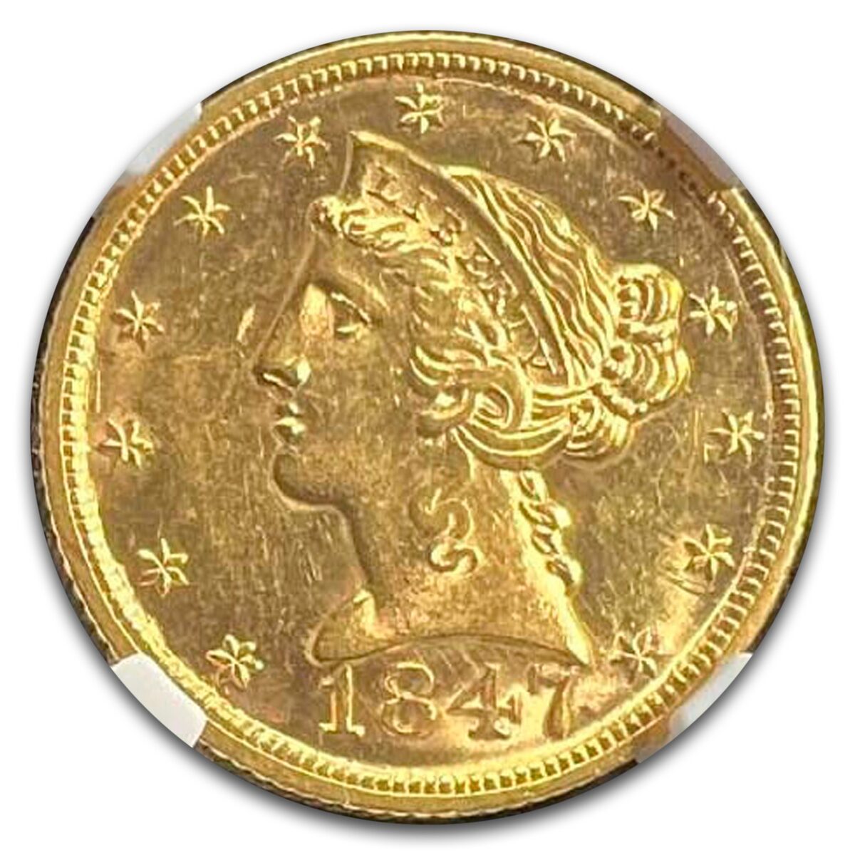 1847 $5 Liberty Gold Half Eagle MS-62 NGC