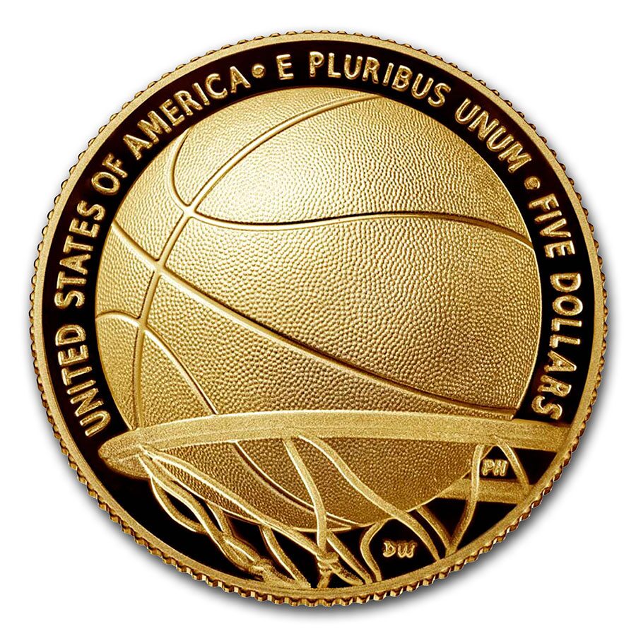 2020-W Gold $5 Basketball Hall of Fame Proof (Box & COA)