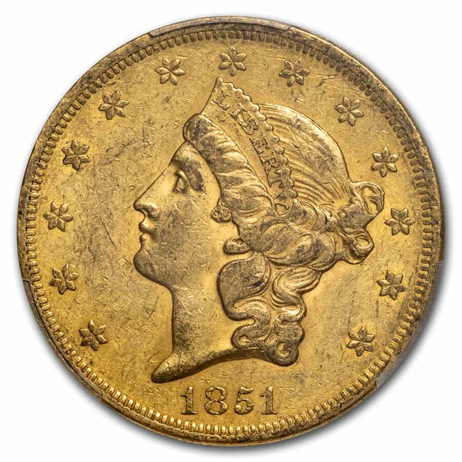 1851 $20 Liberty Gold Double Eagle AU-53 PCGS
