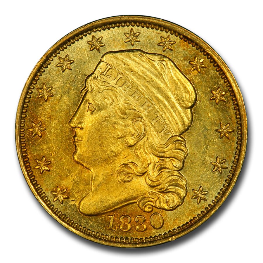 1830 $2.50 Capped Bust Gold Quarter Eagle MS-63+ PCGS