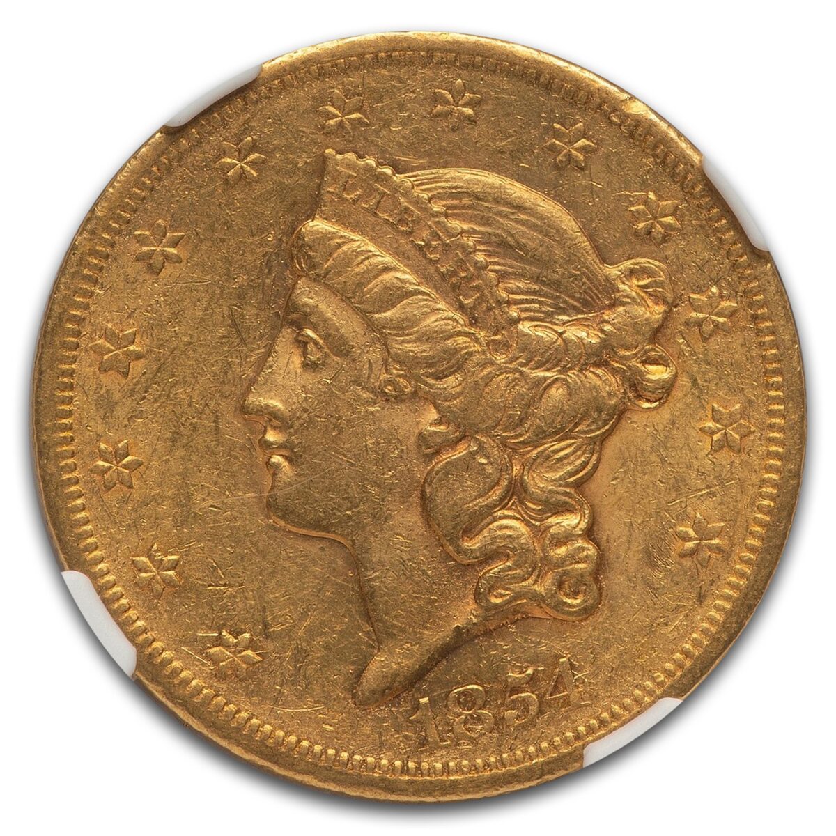 1854-S $20 Liberty Gold Double Eagle AU-55 NGC